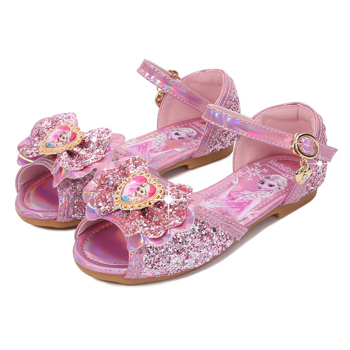 Girls Glittering Sandals with Unique Floral Design Mune Fashion