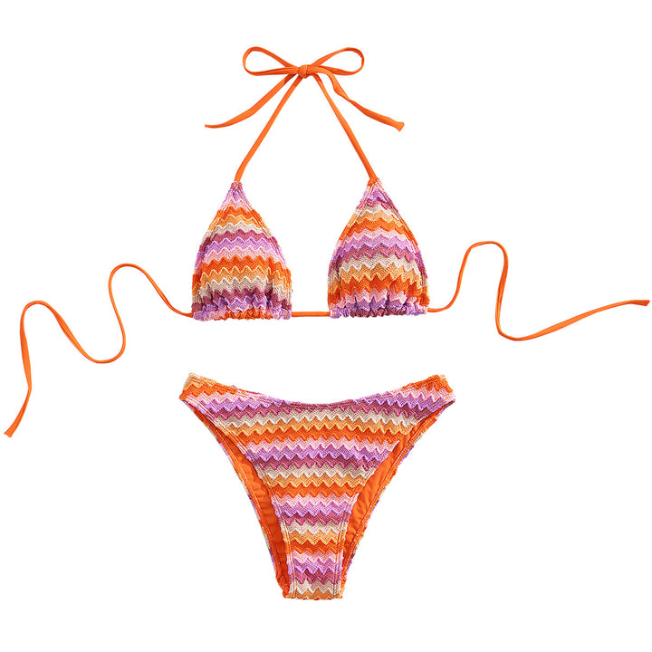 Women's Triangle Bikini with Romantic Wave Pattern Mune Fashion
