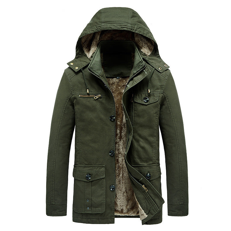 Men's Canvas Parka with Teddy Lining and Functional Flap Pockets Mune Fashion