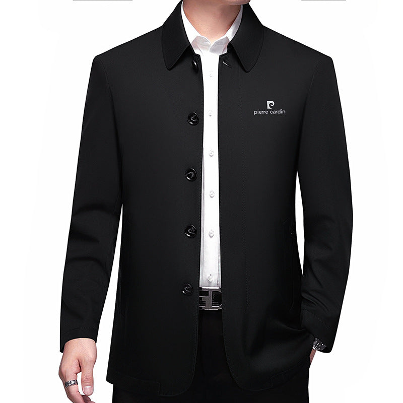 Men’s Lightweight Single-Breasted Short Coat in Business Travel Style with Kent Collar Mune Fashion