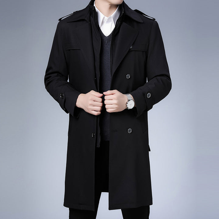 Men's classic water-repellent trench coat with double button row and epaulettes Mune Fashion
