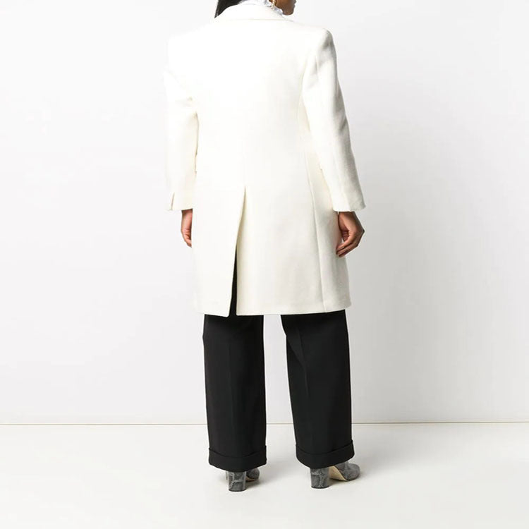 Women Clean-Cut Long Coat with Slightly Dropped Lapels and Clear Tailoring Silhouette Mune Fashion