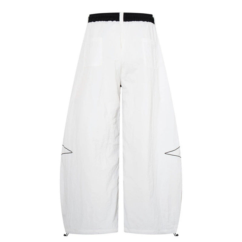 Women's Extra Wide Palazzo Pants with Drawstring Waistband, Side Star Print and Contrast Zipper Mune Fashion