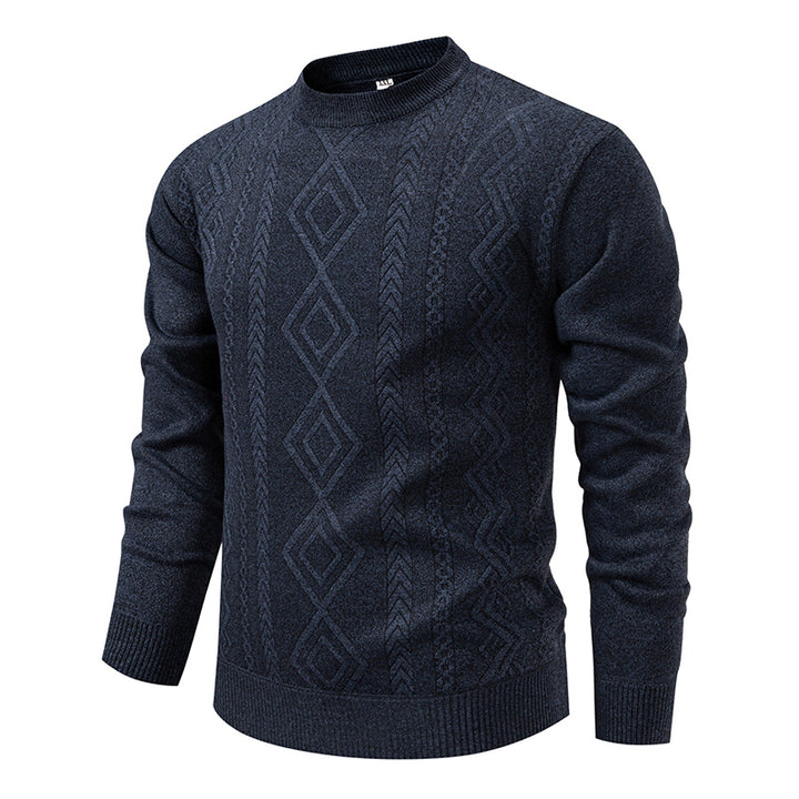 Men's knitted round neck sweater with diamond pattern and fine textured knit Mune Fashion