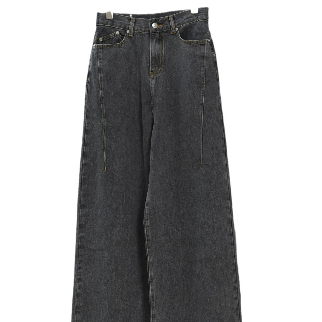 Women Extra Wide High-Waist Denim Baggy Culotte with Deep Crotch and Light Vintage Wash Mune Fashion