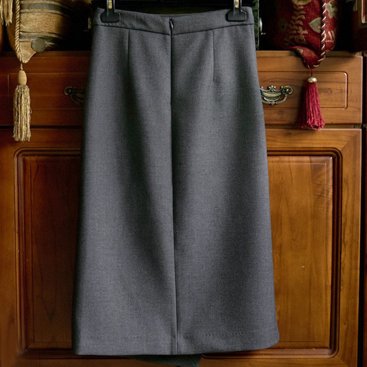 Women's midi skirt with wrap effect and discreet knife pleat Mune Fashion