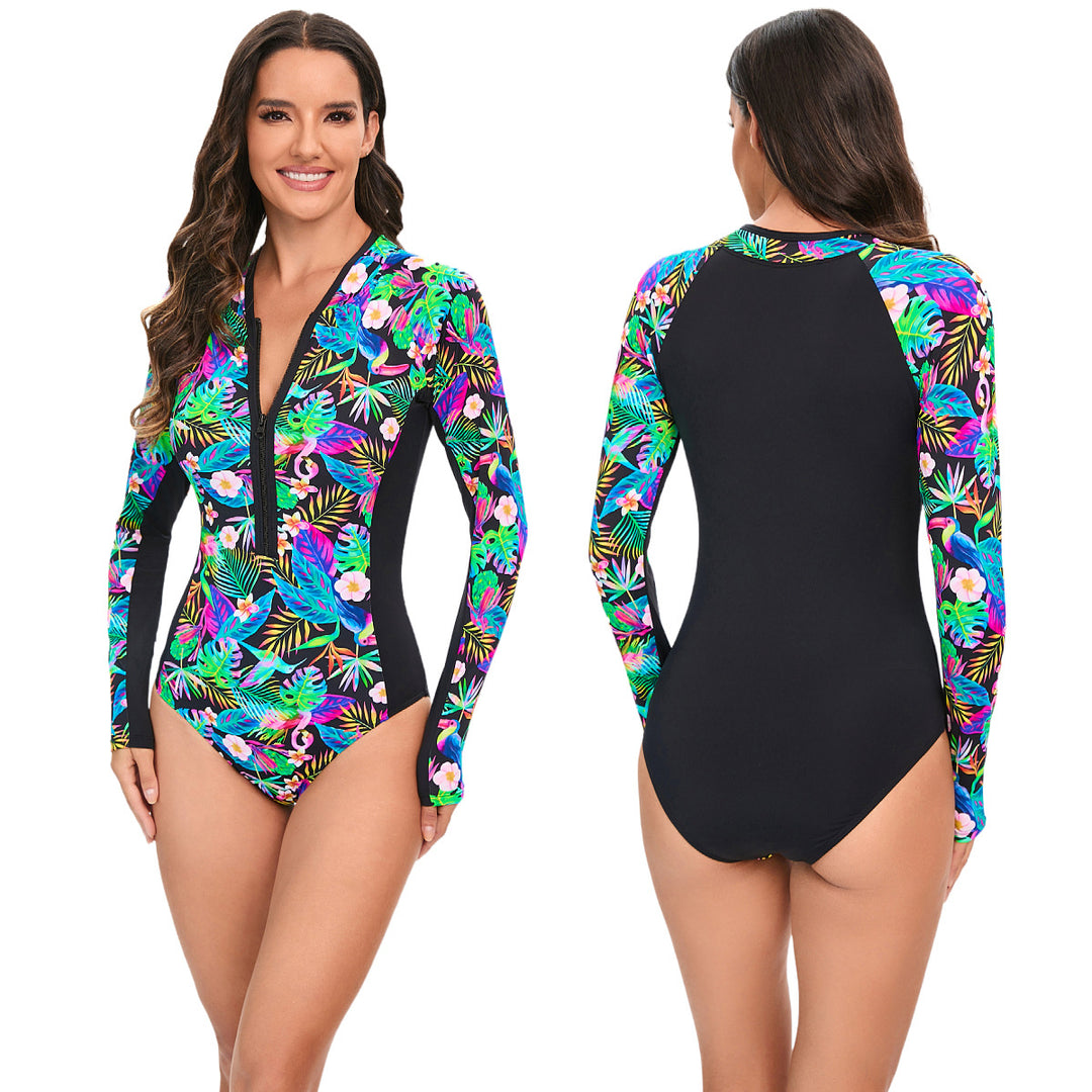 Women Long Sleeve Swimsuit with Floral Design Mune Fashion