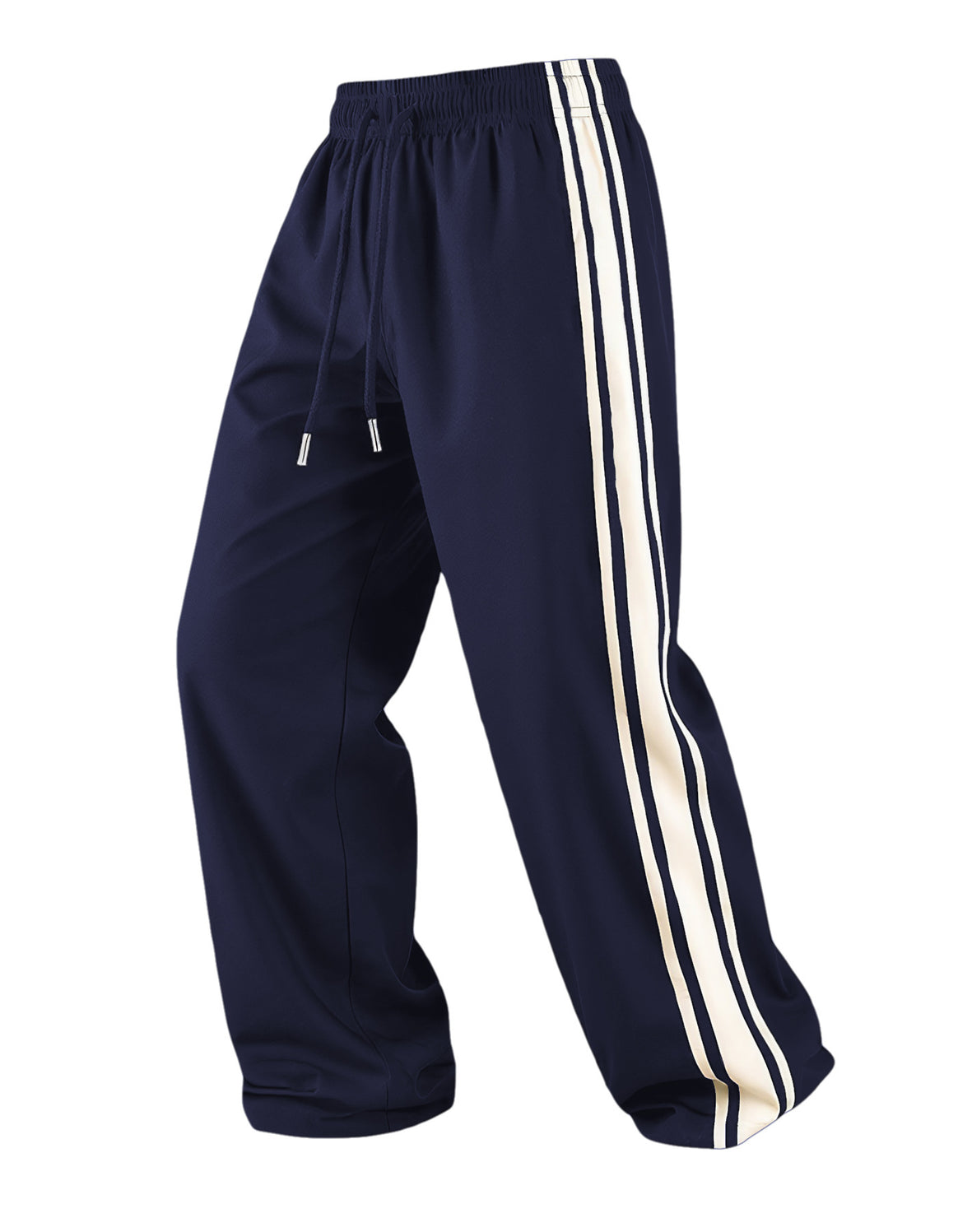 Men's loose training pants with elastic drawstring waistband, side contrast stripe & relaxed baggy fit Mune Fashion