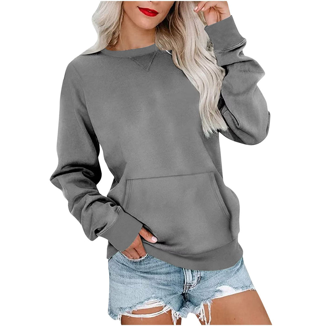 Women's Loose Sweatshirt with Round Neckline and Kangaroo Pocket Mune Fashion