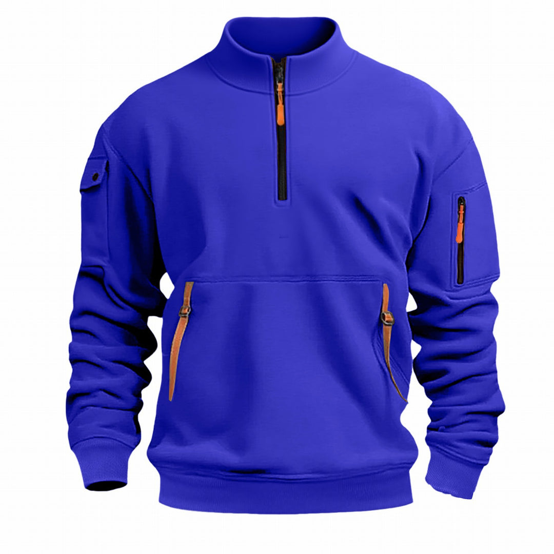 Men's nano sweatshirt with stand-up collar, half zipper, kangaroo pocket, and arm pocket Mune Fashion