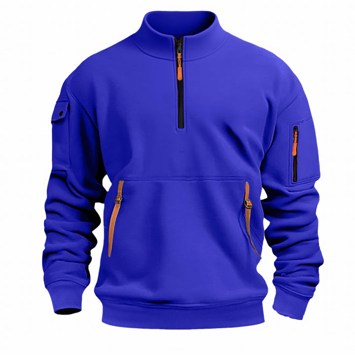 Men's nano sweatshirt with stand-up collar, half zipper, kangaroo pocket, and arm pocket Mune Fashion