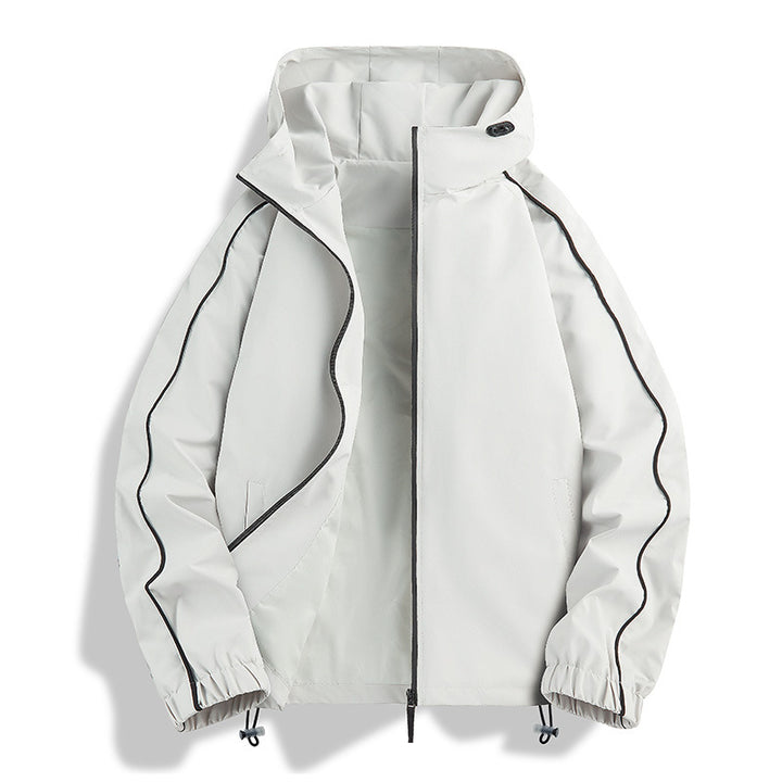 Unisex Lightweight two-tone wind and rain jacket with hood, drawstring and zip pockets Mune Fashion