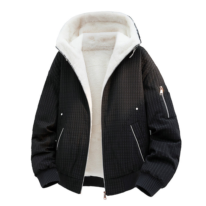 Women's Quilted Teddy Fleece Bomber Jacket with Hood and Fine Quilted Texture Mune Fashion