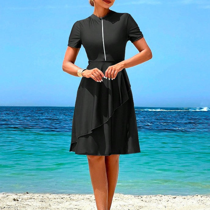 Ladies Elegant Beach Dress with Ruffles Mune Fashion