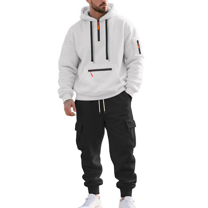 Men's Two-Piece Performance Tracksuit with Hooded Hoodie, Water-Repellent Zippers and Cargo Jogger Mune Fashion