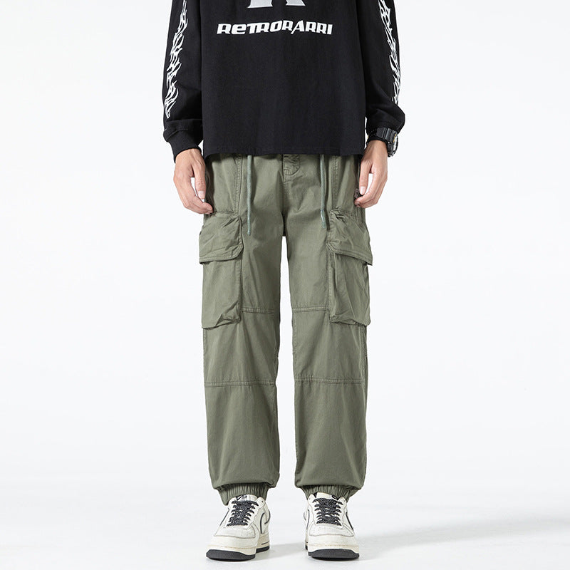 Men's Utility Cargo Jogging Pants in Workwear Look with Drawstring Waistband and Elastic Leg Openings Drune