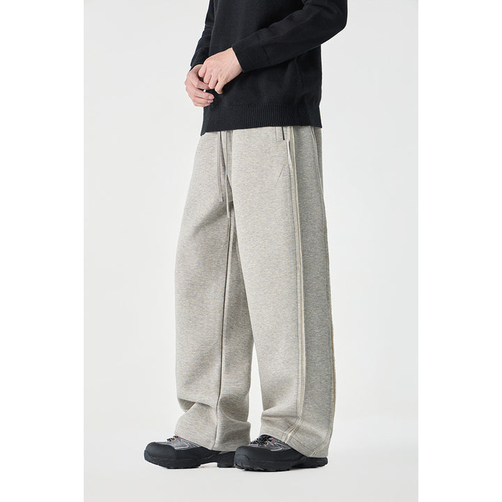 Women Relaxed-Fit Culotte Sweatpants with High Elastic Waistband and Contrast Piping Mune Fashion