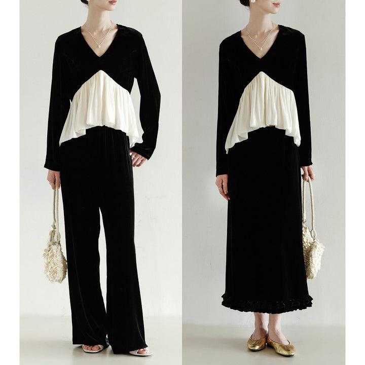 Ladies Elegant Blouse with Draping Mune Fashion