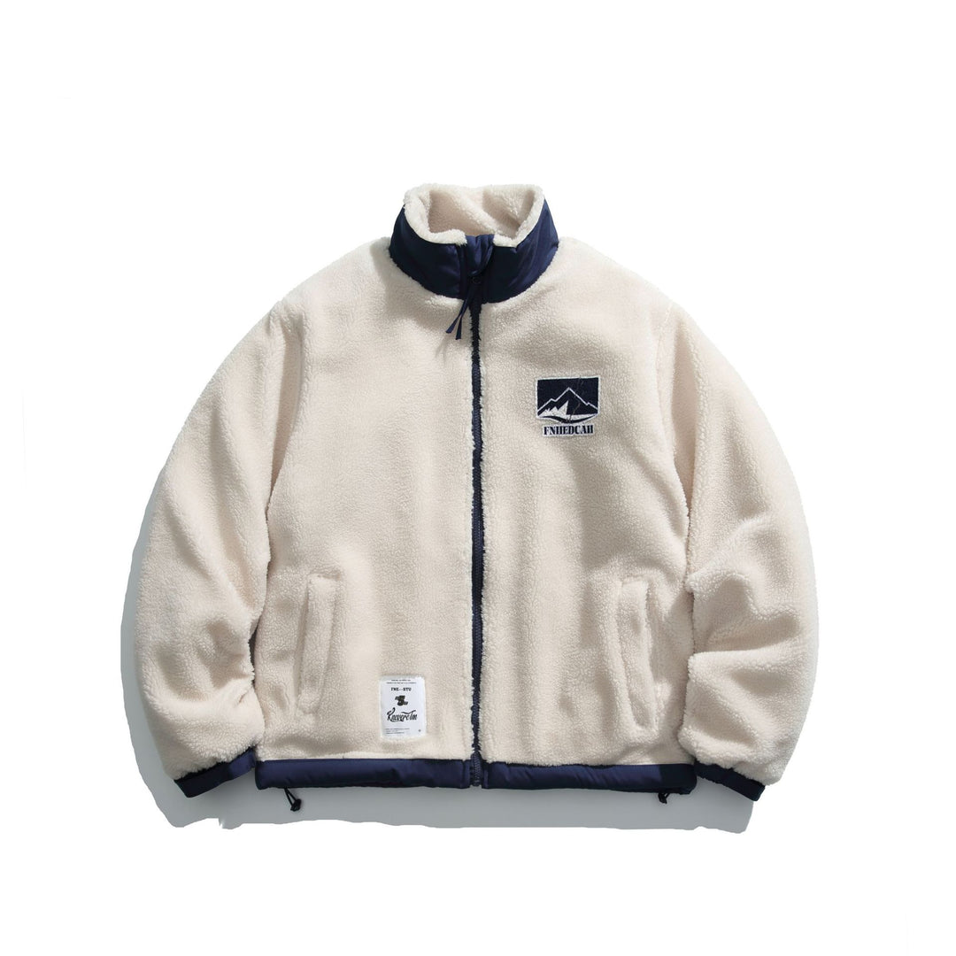 Men's Teddy Fleece Jacket with Stand-Up Collar, Full Zip and Contrast Trim Mune Fashion