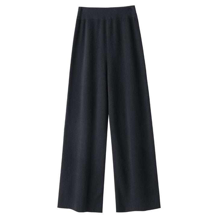 Women's Wide Knit Pants with High Waist and Cashmere-like Softness Mune Fashion