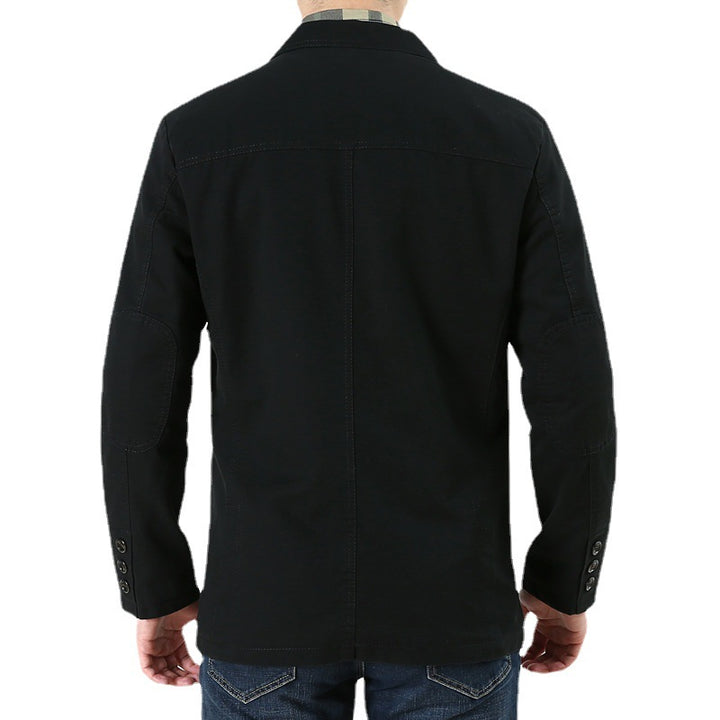 Men's cotton canvas jacket in casual field style with striped lining and patch pockets Mune Fashion