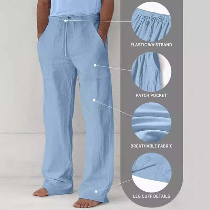 Men's light Relax Chino made of linen blend with loose leg, drawstring waistband and side pockets Mune Fashion