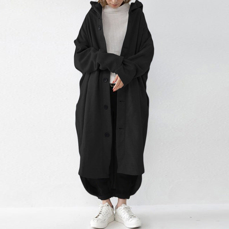 Women's oversized hooded cocoon coat with asymmetrical hem and large side pockets Mune Fashion