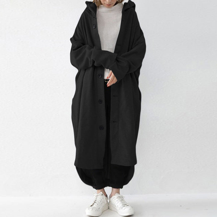 Women's oversized hooded cocoon coat with asymmetrical hem and large side pockets Mune Fashion
