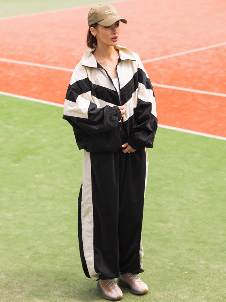 Women's Lightweight Windbreaker in Colorblock Design with Zipper and Elastic Cuffs Mune Fashion