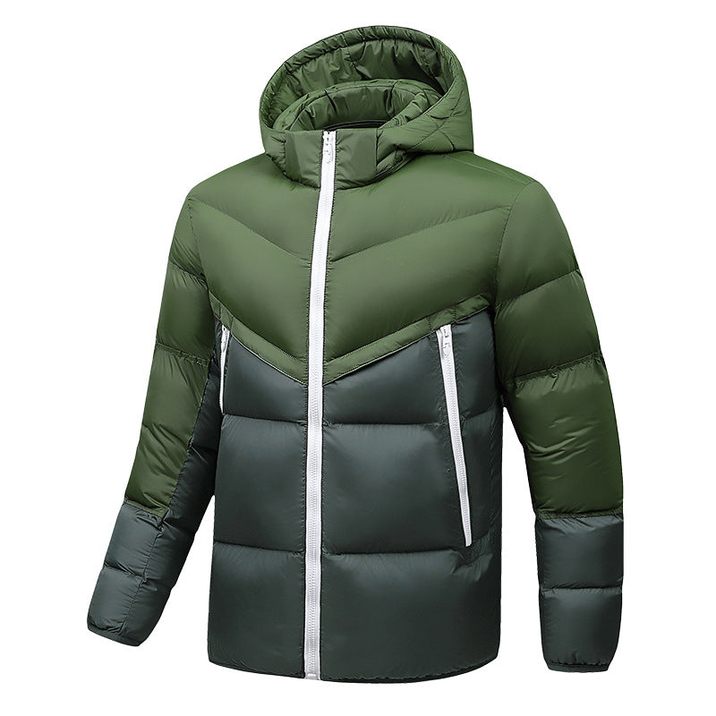 Men's Lightweight Down-Look Padded Jacket with Hood, Windproof Thermal Insulation and Vertical Zip Pockets Mune Fashion