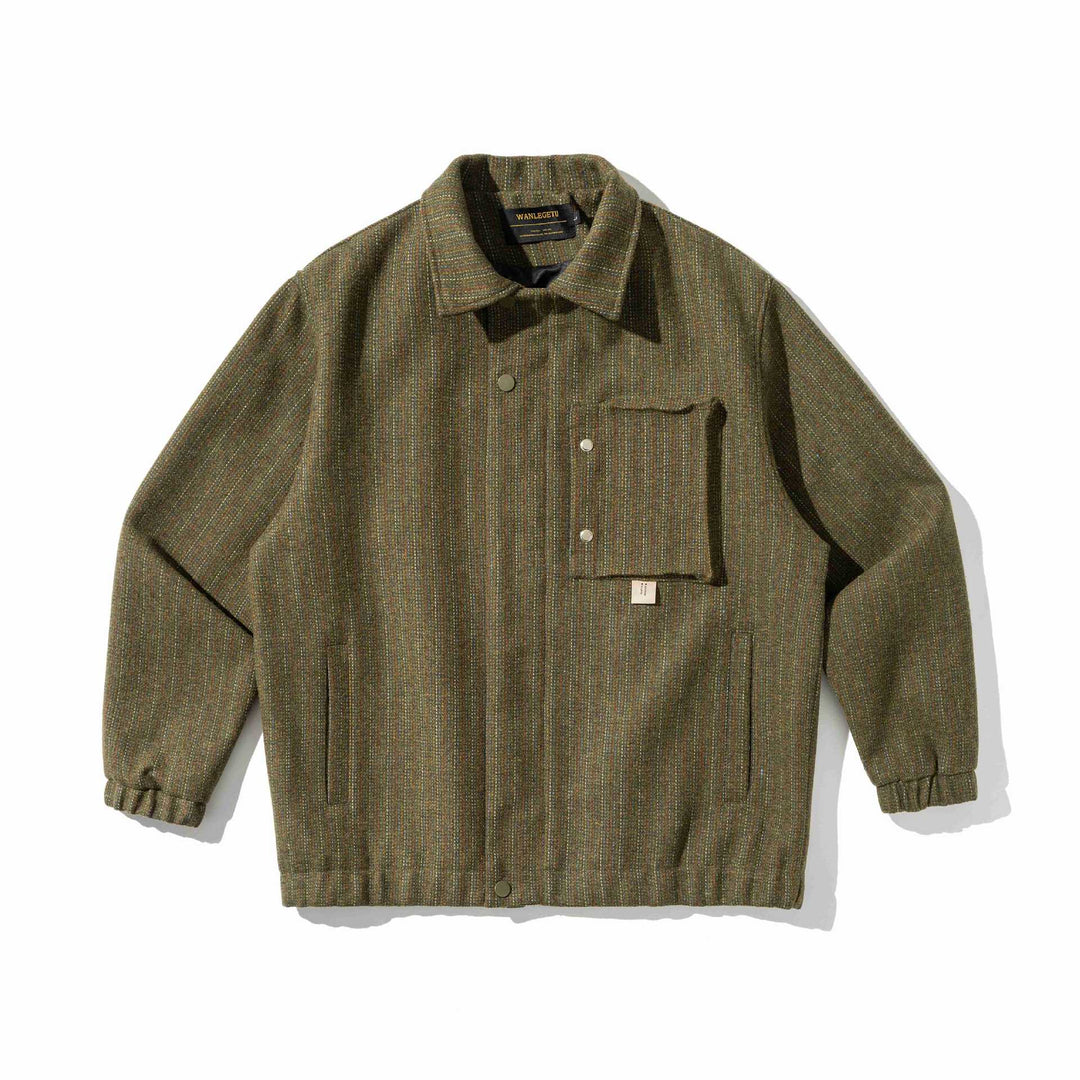 Unisex Structured Overshirt Blouson made of woven wool blend with button front Mune Fashion