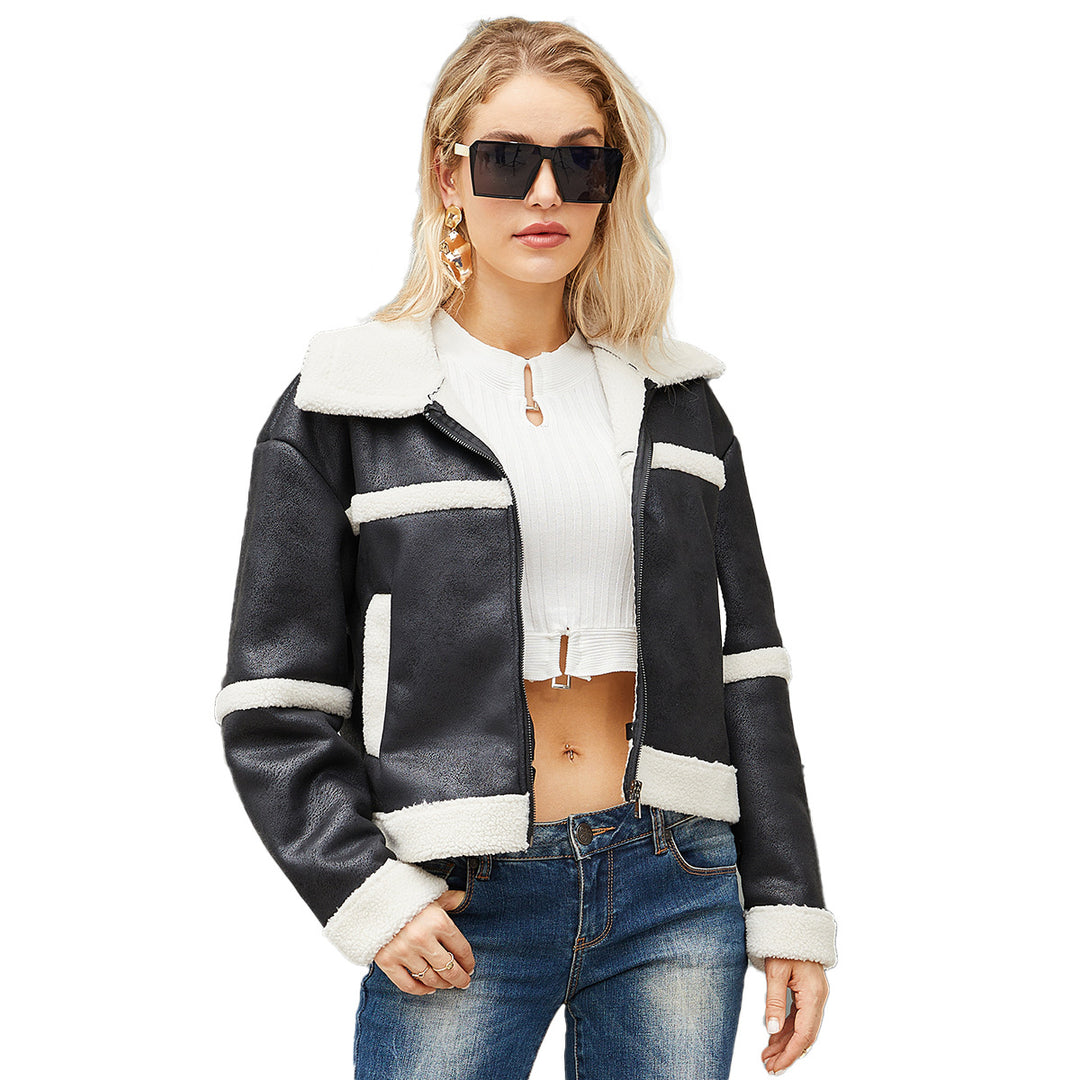 Women's short teddy jacket in aviator style with zipper Mune Fashion