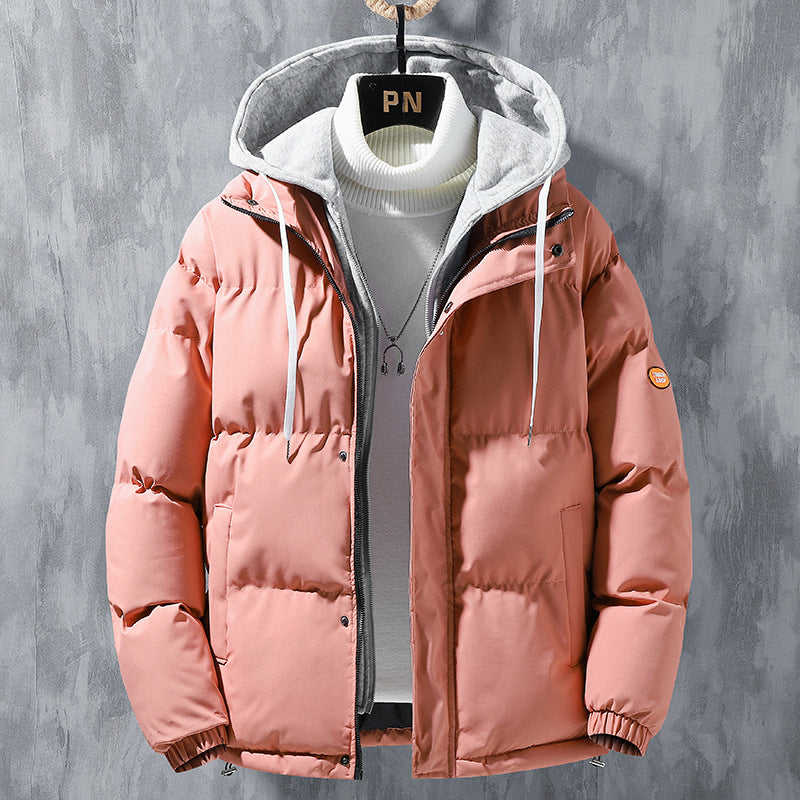 Men's padded quilted jacket with two-layer hood, two-way zipper and windproof outer shell Mune Fashion