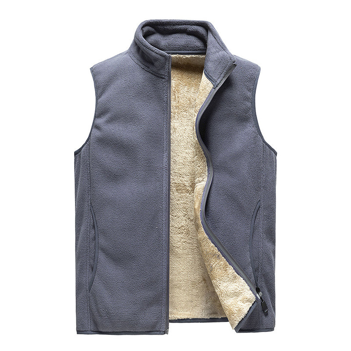 Men's Cozy Thermal Fleece Vest with Sherpa Lining, Stand-Up Collar and Zipper Closure