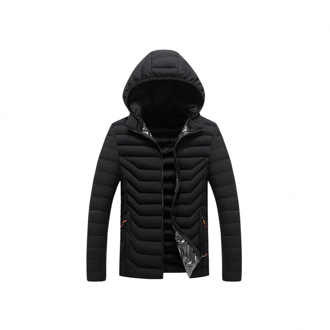 Men's ultra-light quilted hooded jacket with chevron quilting, windproof outer layer and thermal lining Mune Fashion
