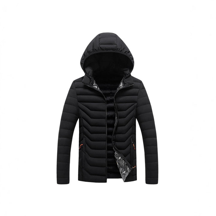 Men's ultra-light quilted hooded jacket with chevron quilting, windproof outer layer and thermal lining Mune Fashion