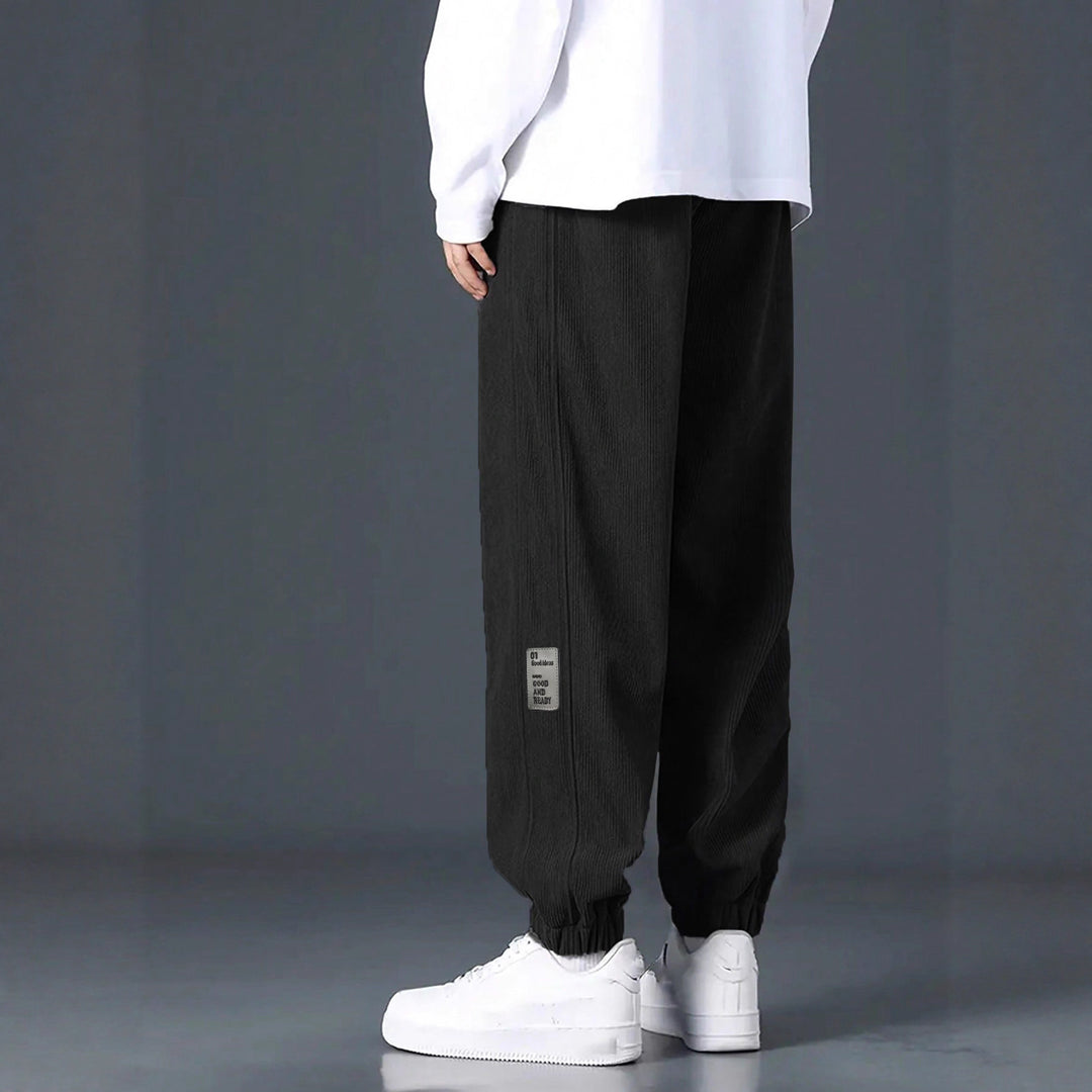 Men's nan Relax leisure pants made of fine wide cord structure with drawstring and elastic ankle cuffs Mune Fashion
