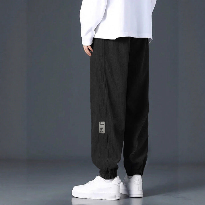 Men's nan Relax leisure pants made of fine wide cord structure with drawstring and elastic ankle cuffs Mune Fashion