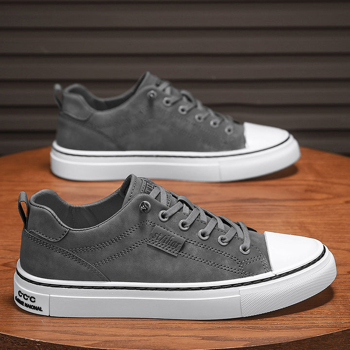 Men's classic low-top sneakers in canvas look with reinforced toe cap and padded comfort insole Mune Fashion