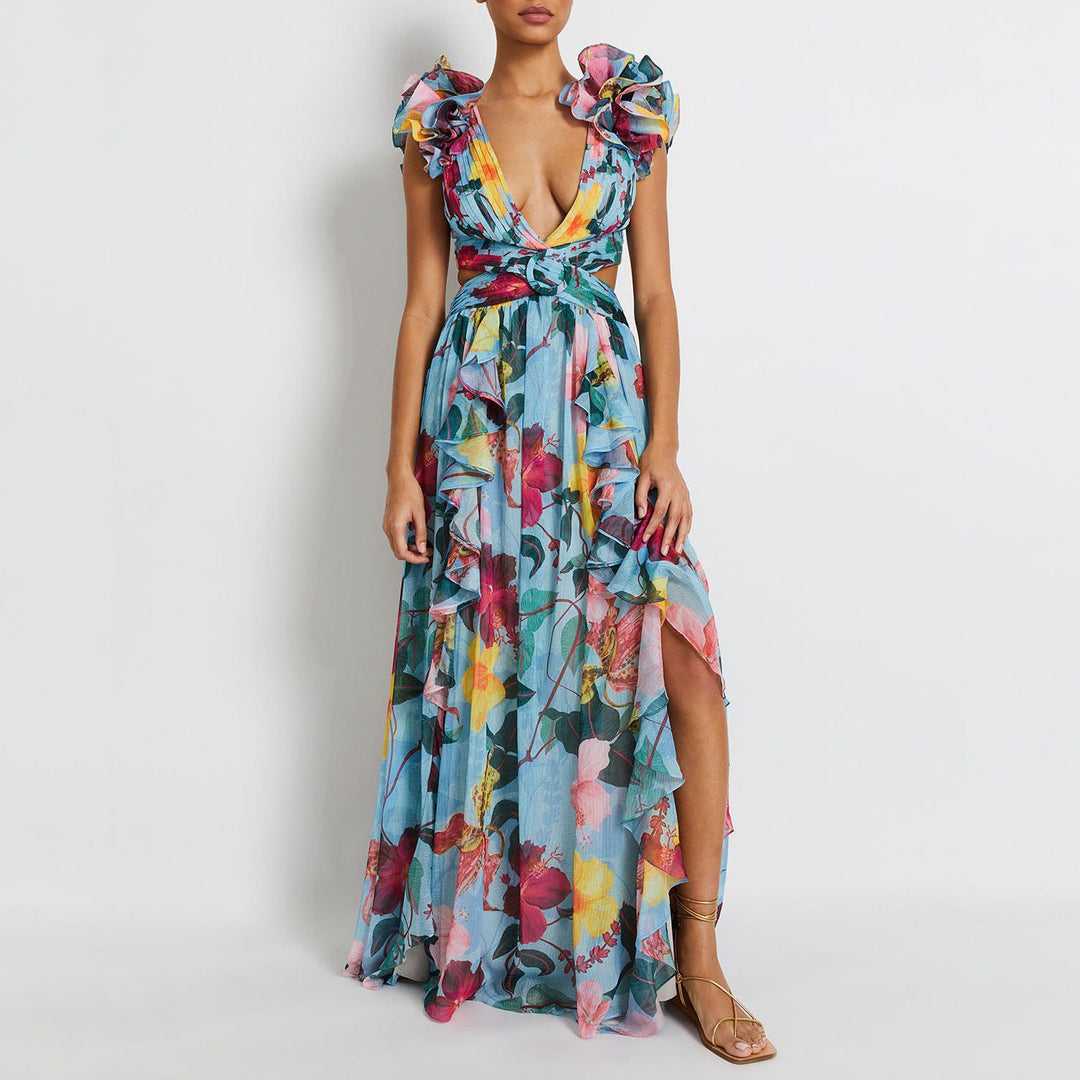 Women Bikini with Ruffles and Matching Maxi Skirt Mune Fashion