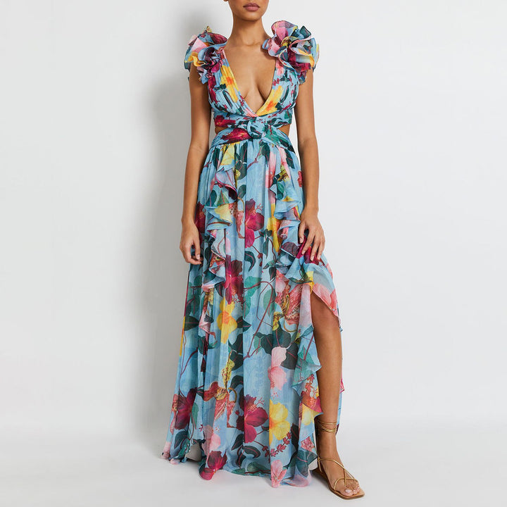 Women Bikini with Ruffles and Matching Maxi Skirt Mune Fashion