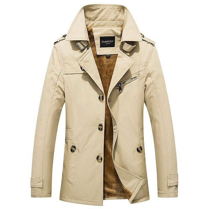 Men's trench peacoat mix jacket with Sherpa lining Mune Fashion