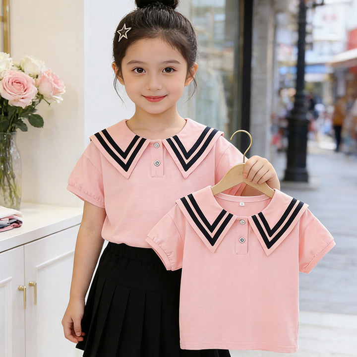 Girl sailor T-shirt with contrasting collar Mune Fashion