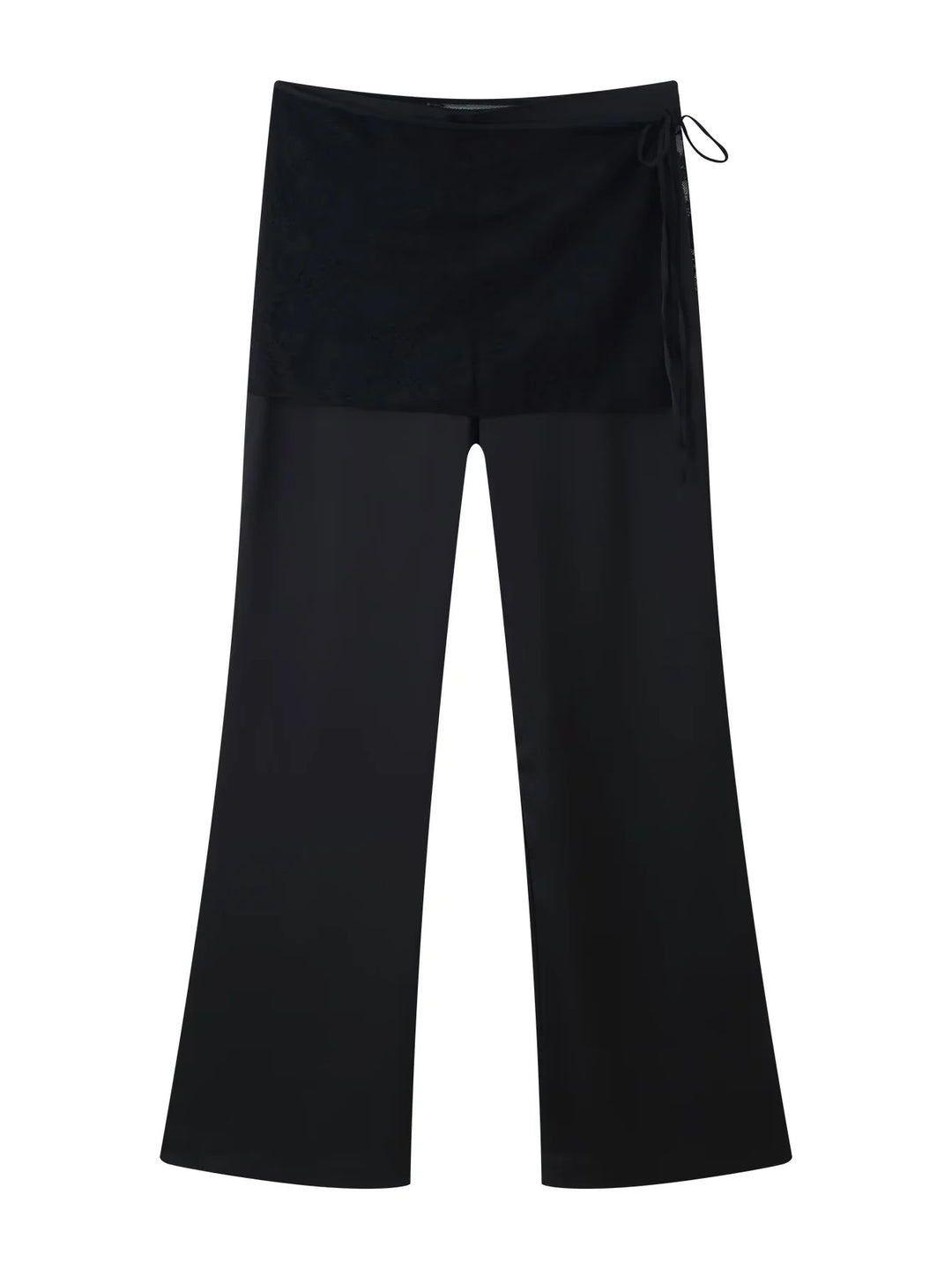 Women's wrap palazzo pants with integrated skirt layer, high waist and wide leg Mune Fashion