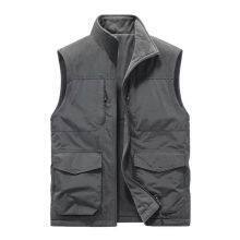 Men's Multifuntional Field Utility Vest with Multiple Pockets and Stand-Up Collar Mune Fashion