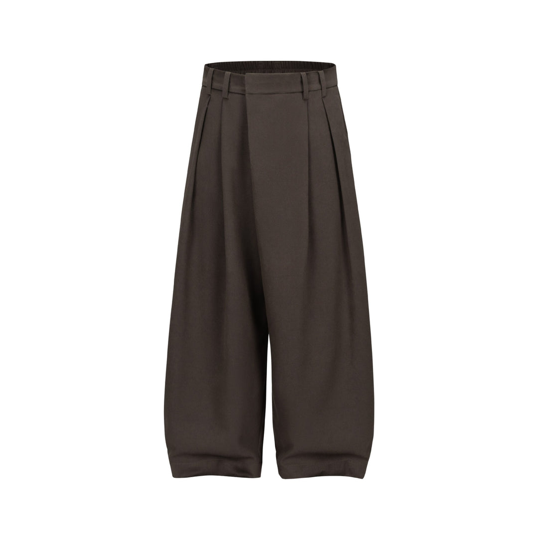 Women Wide Pleated Pants with High Waist and Elastic Backband Mune Fashion