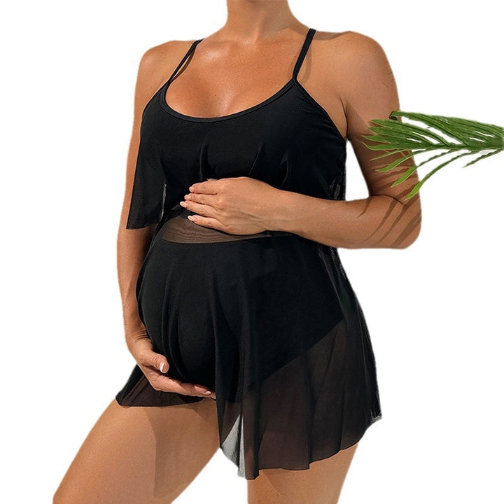 Women’s Maternity Bikini Set with Flowing Top and High Cut Mune Fashion