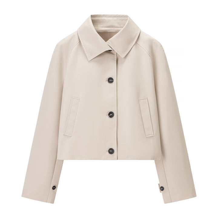 Women's short trench-style jacket with boxy silhouette and raglan sleeves Mune Fashion