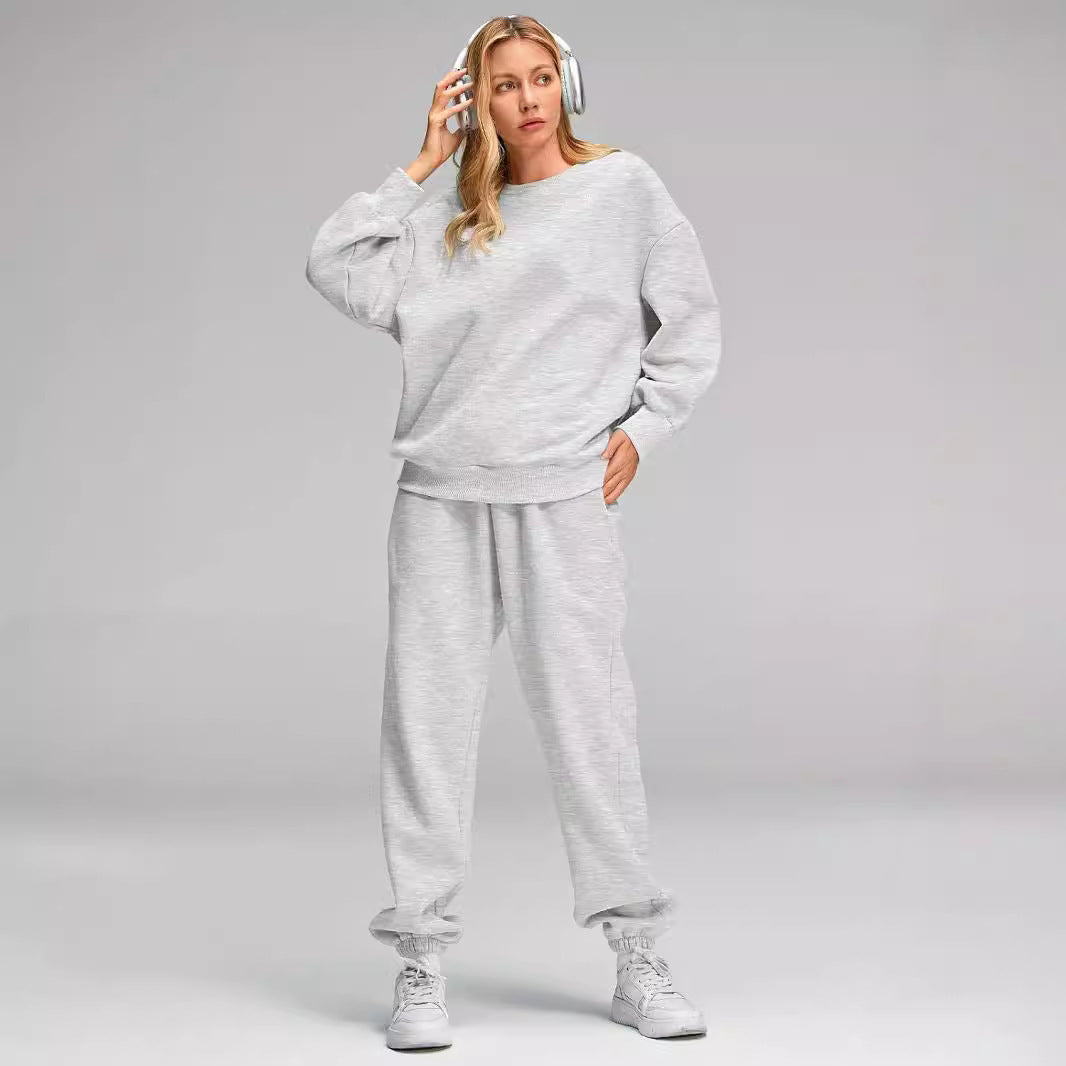 Women's Nano Relaxed Loungewear Set with Oversized Round Neck Sweatshirt and Tailored High Waist Jogging Pants made of French Terry Mune Fashion