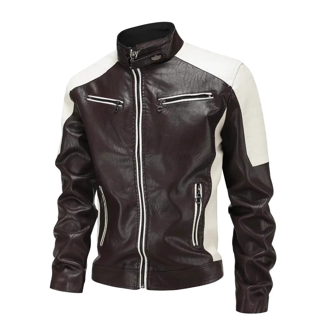 Men's sporty artificial leather jacket with zipper Mune Fashion